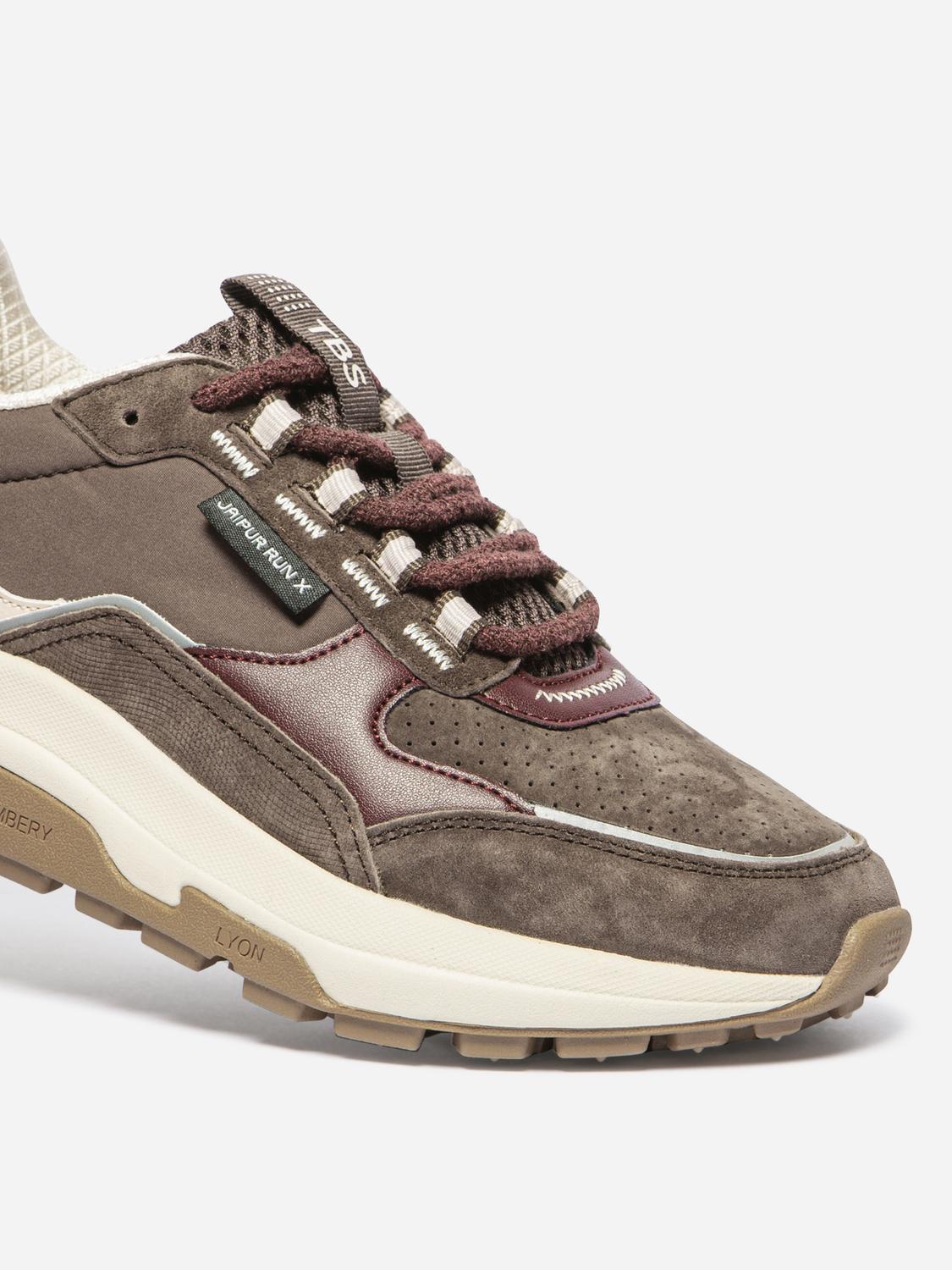Running Femme Doublée Textile Cuir Chocolat JAZONNE