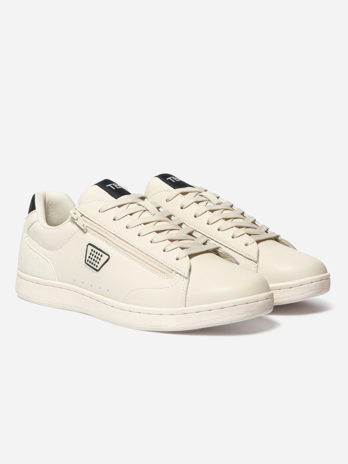 Baskets Homme Zippées Dessus Cuir Beige LAURICK Baskets Homme Zippées Dessus Cuir Beige LAURICK