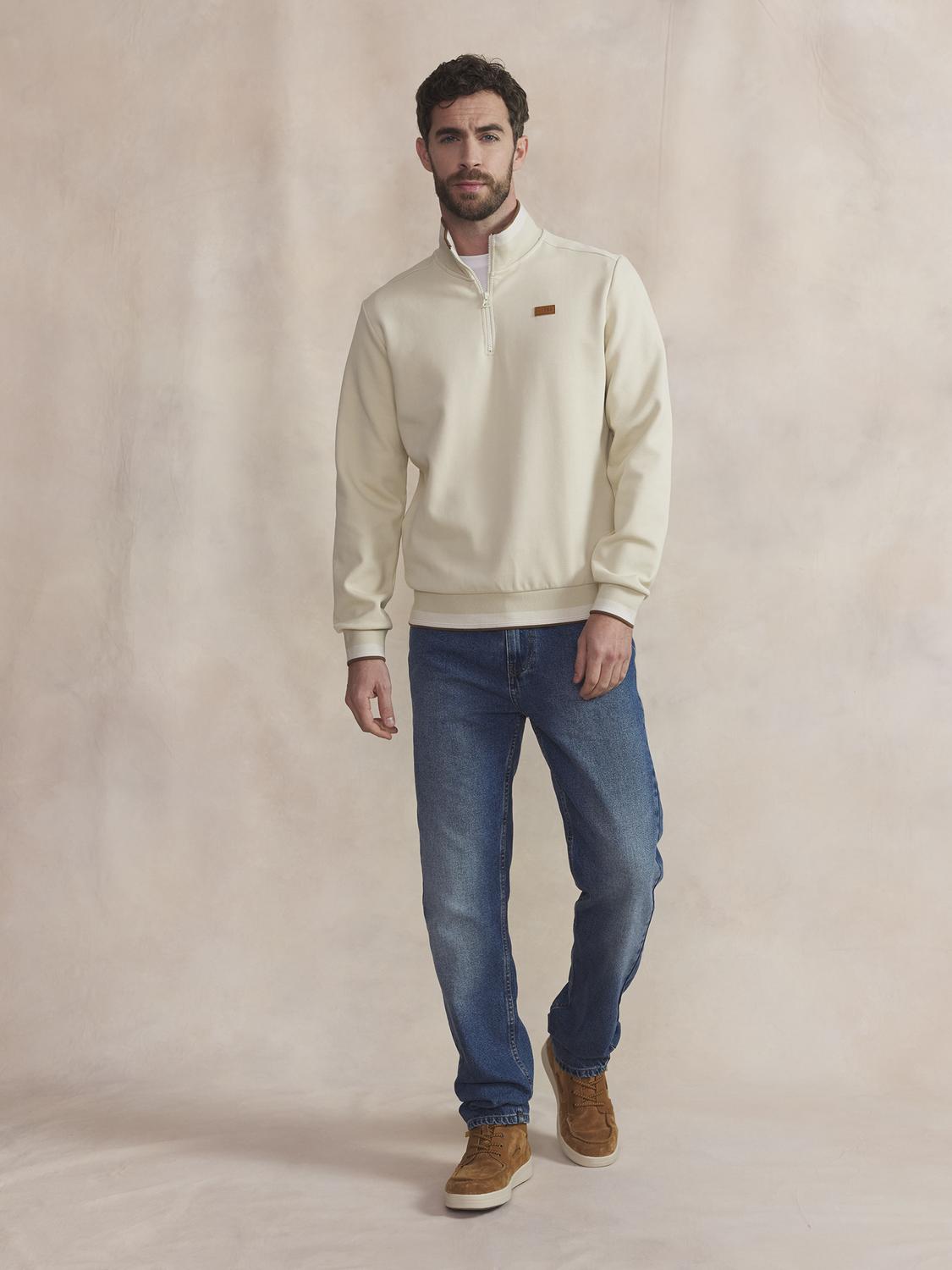 Sweat Zippé Homme Beige LEANNCAM