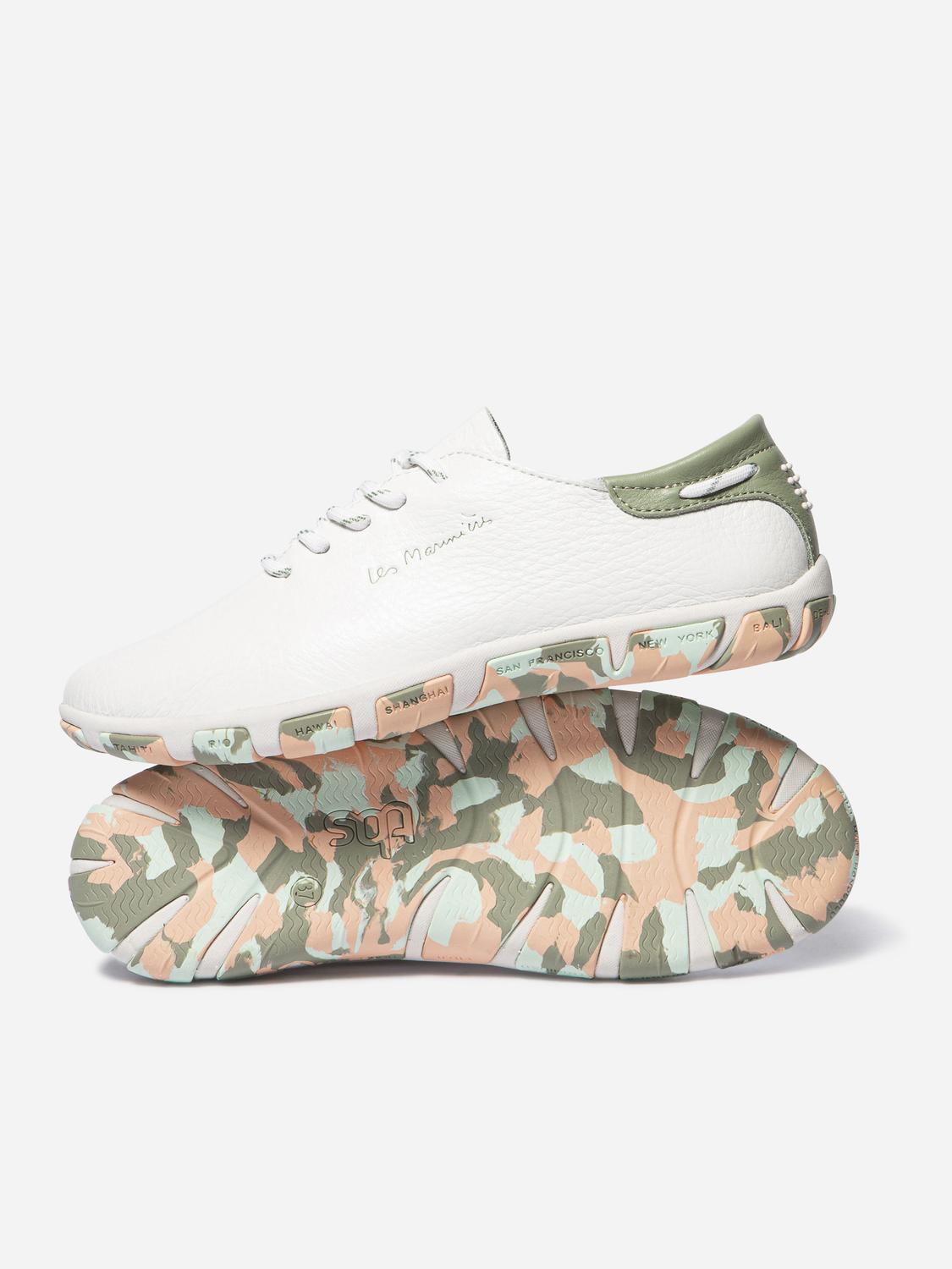 Women's leather sneakers White Clay Camo JAZARU