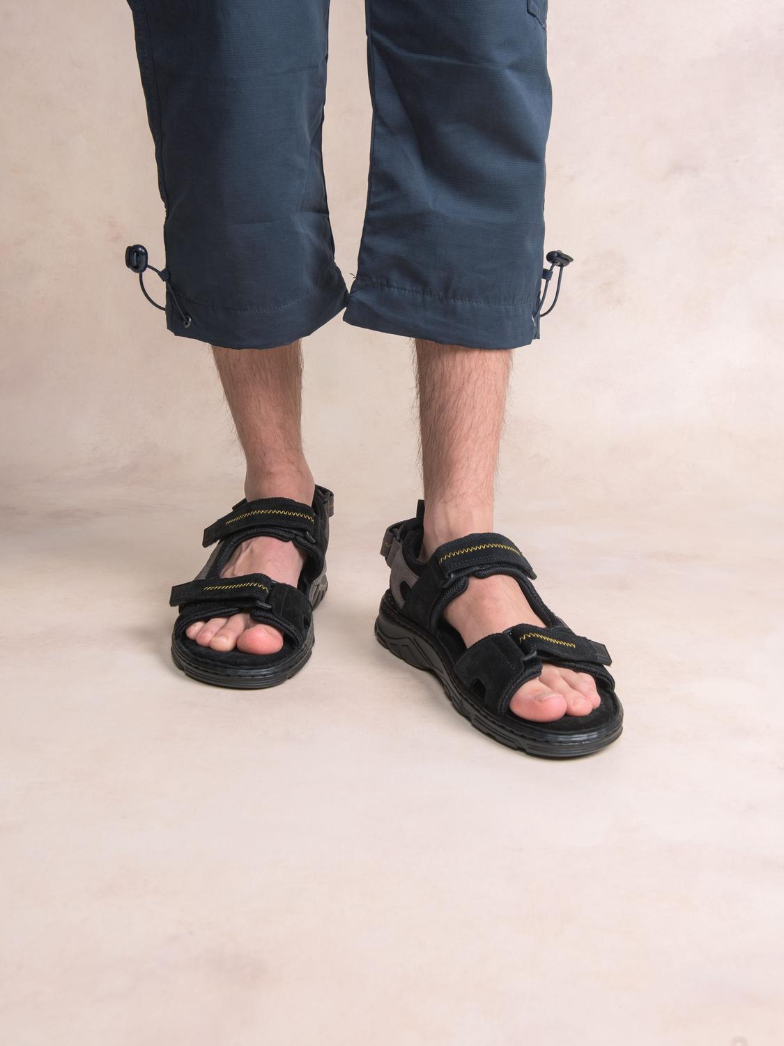 Sandales plates homme noir et gris JAIMMYE