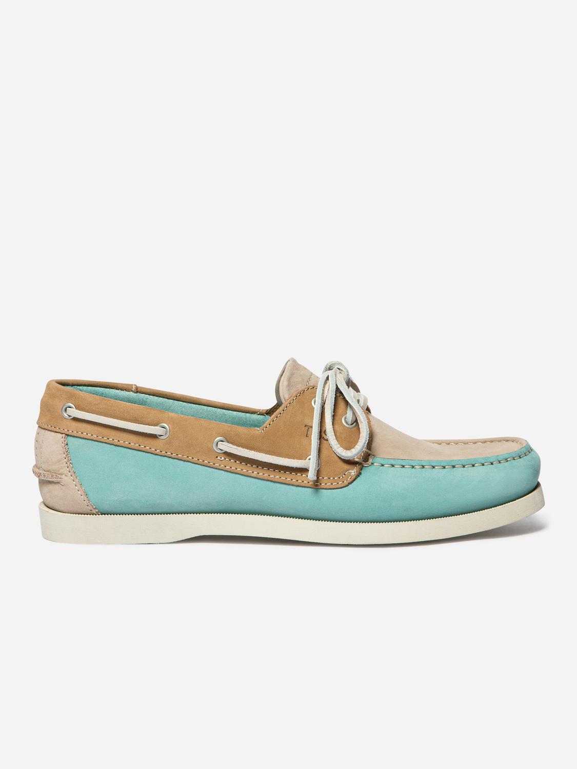 Men's boat shoes Water Green and Tan PHENIS