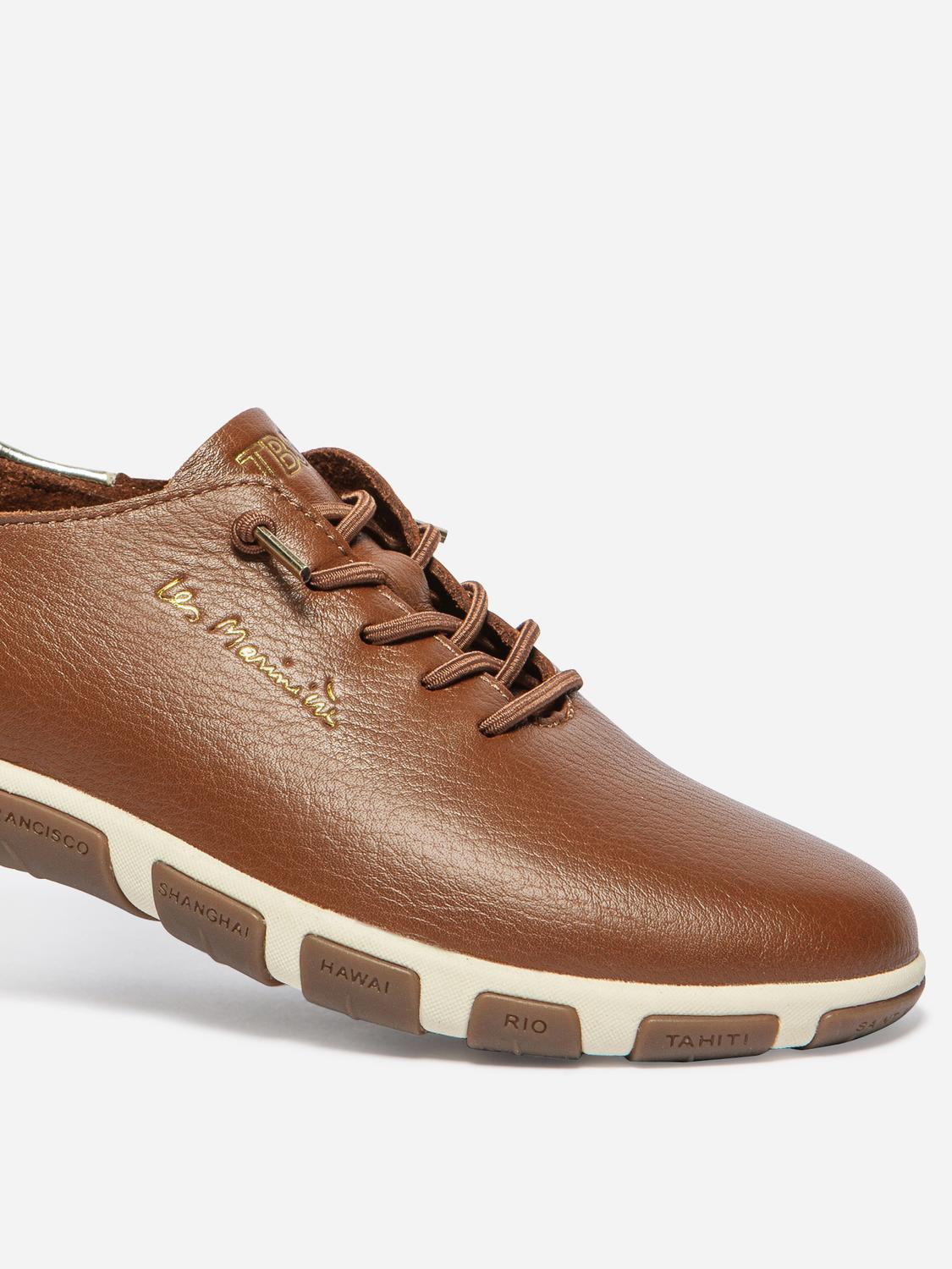 Tennis Femme Cuir Pecan et Champagne JAZLACE