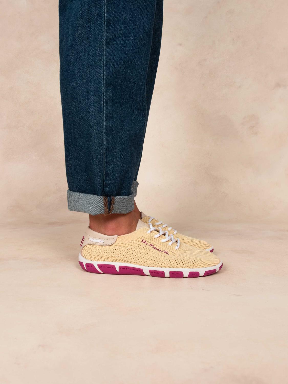 Tennis en toile femme jaune pale et fuschia JAZARIA