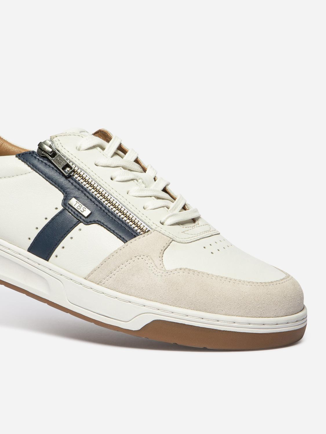 Tennis en toile homme blanc et navy et rouge THEOZIP