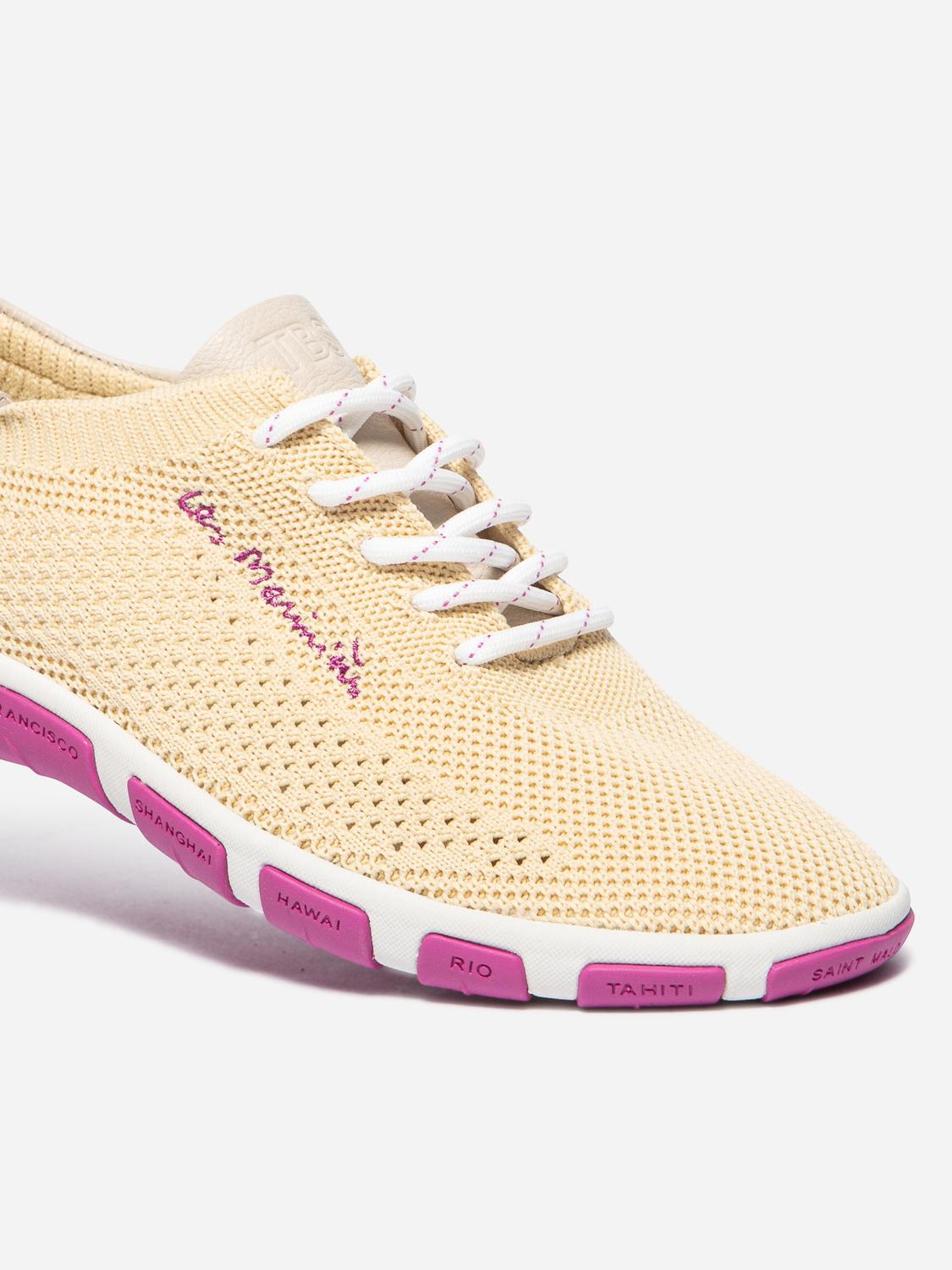 Tennis en toile femme jaune pale et fuschia JAZARIA