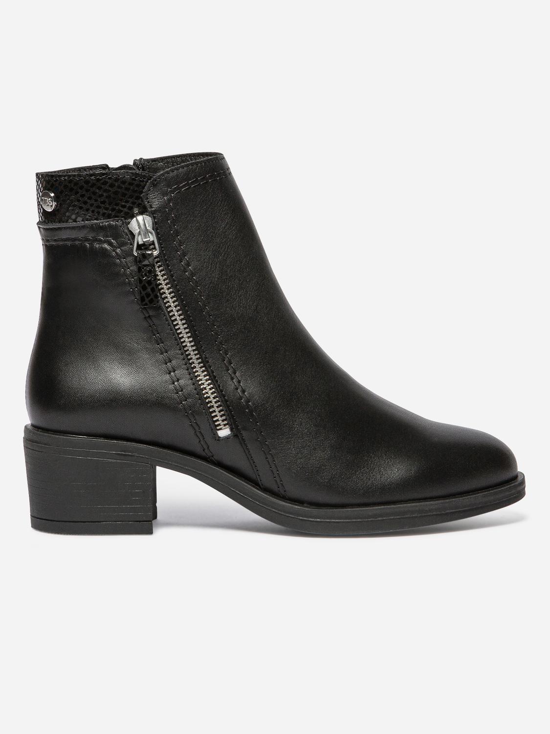 Boots Zippées Femme Cuir Noir WASSILA