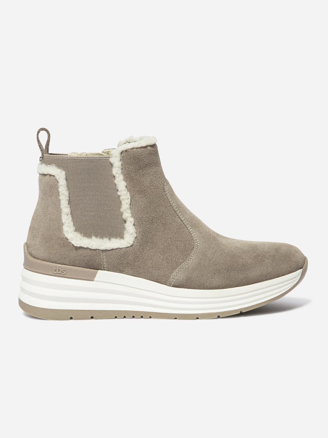 Chelsea Femme Doublée Cuir Taupe et Beige TEMARIE