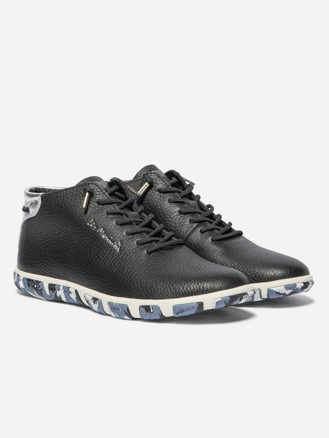 Baskets Mi-Montantes Femme Cuir Camo Marine Silver JESMINI