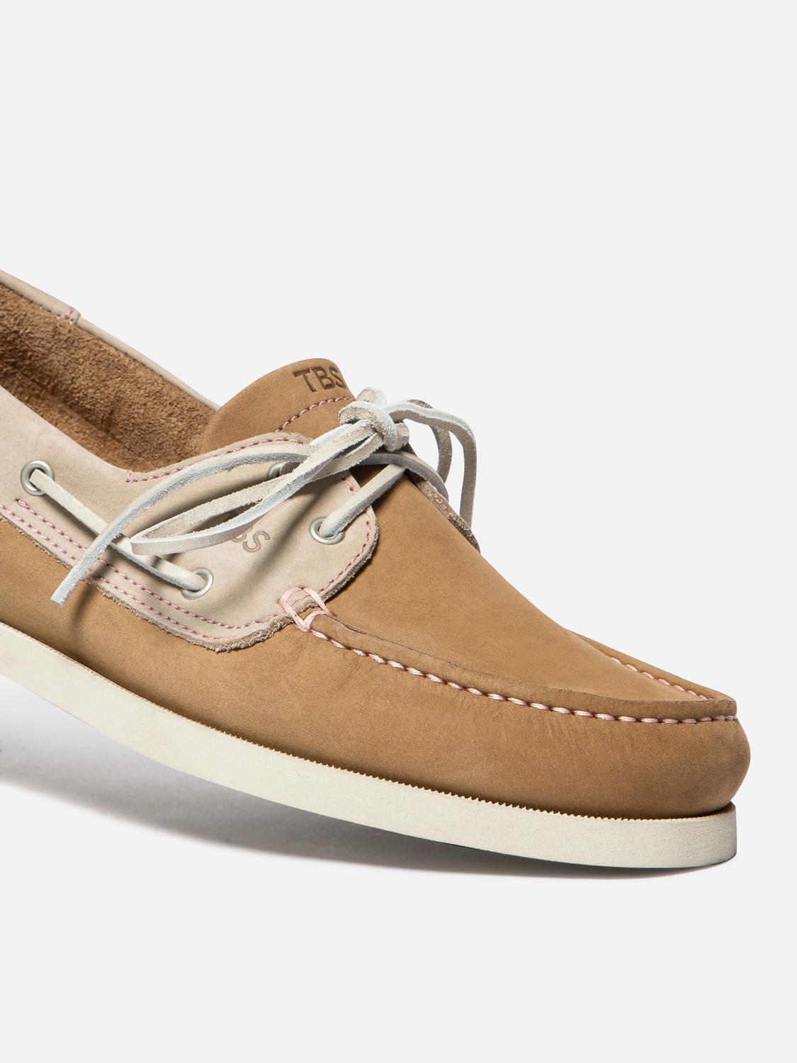 Chaussures bateau homme tan et beige et rose PHENIS
