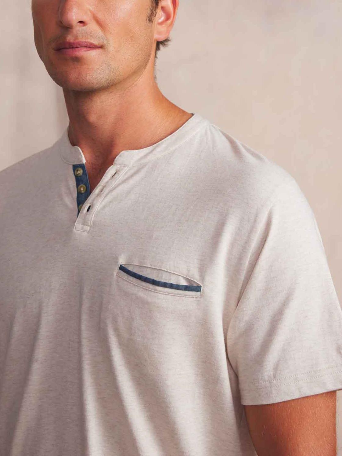 T-Shirt Knit Men Beige Marl BLAKETEE
