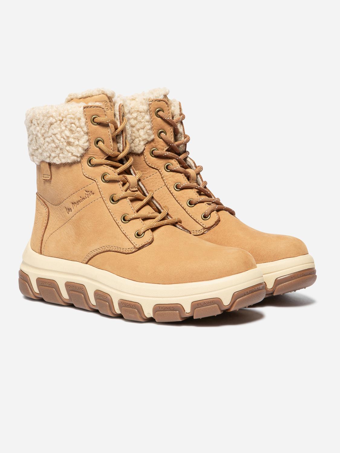 Boots Femme Fourrées Semelle Crantée Cuir Camel Boots Femme Fourrées Semelle Crantée Cuir Camel