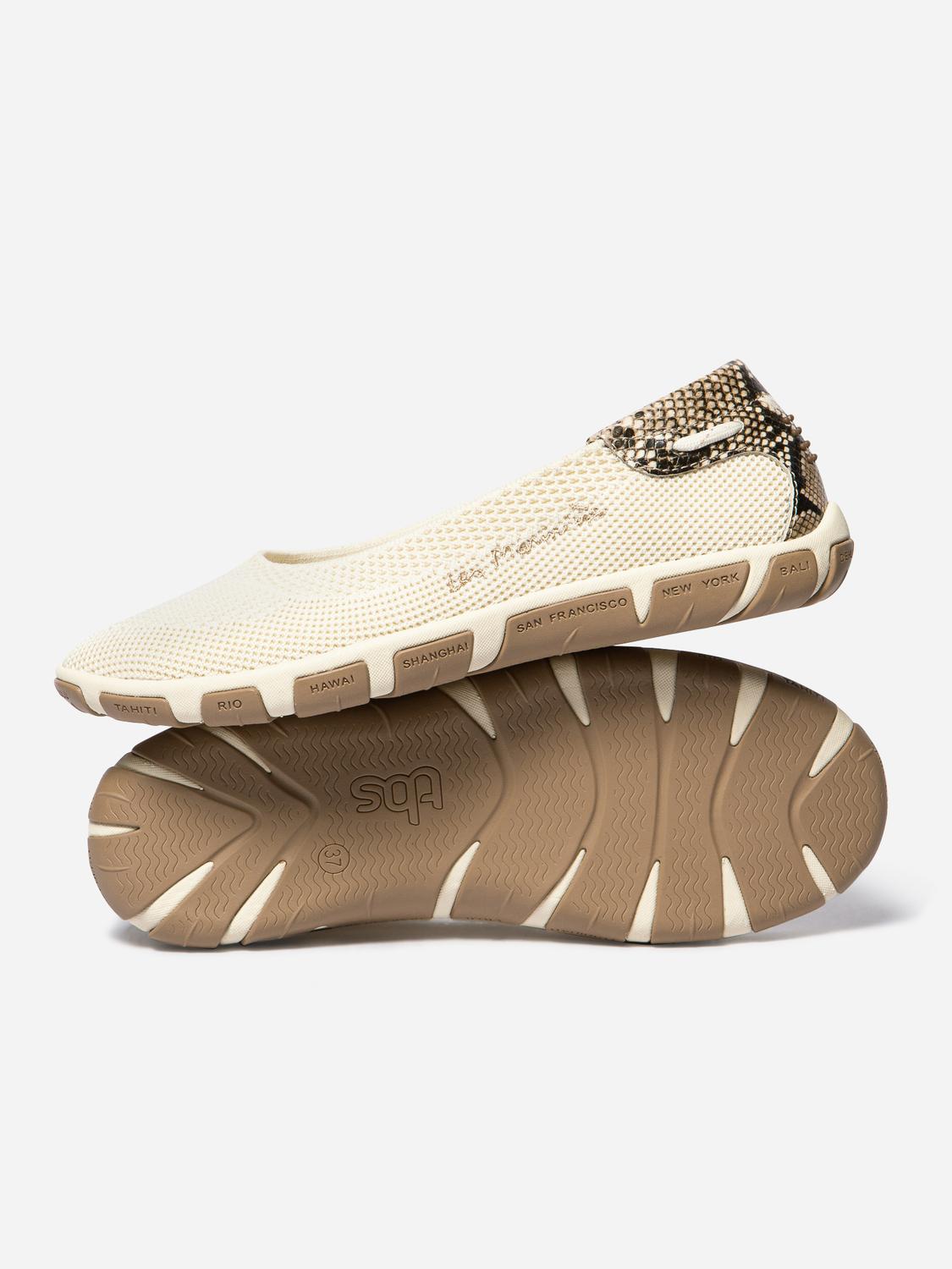 Ballerines femme light beige et python JIVIANA