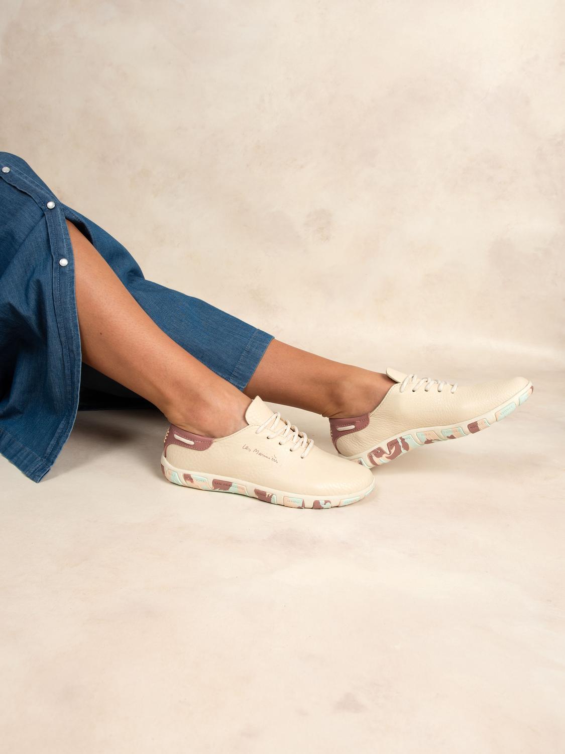 Women's Comfort Leather Light Pink Sole Multicolor Sneakers JAZARU