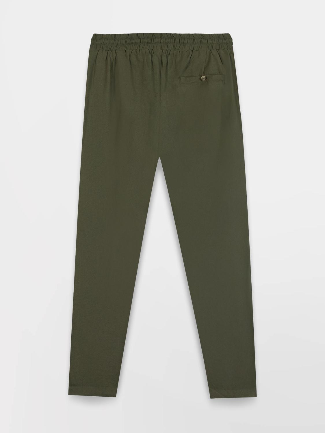 Pantalon viscose et lin femme kaki AMMELJOG