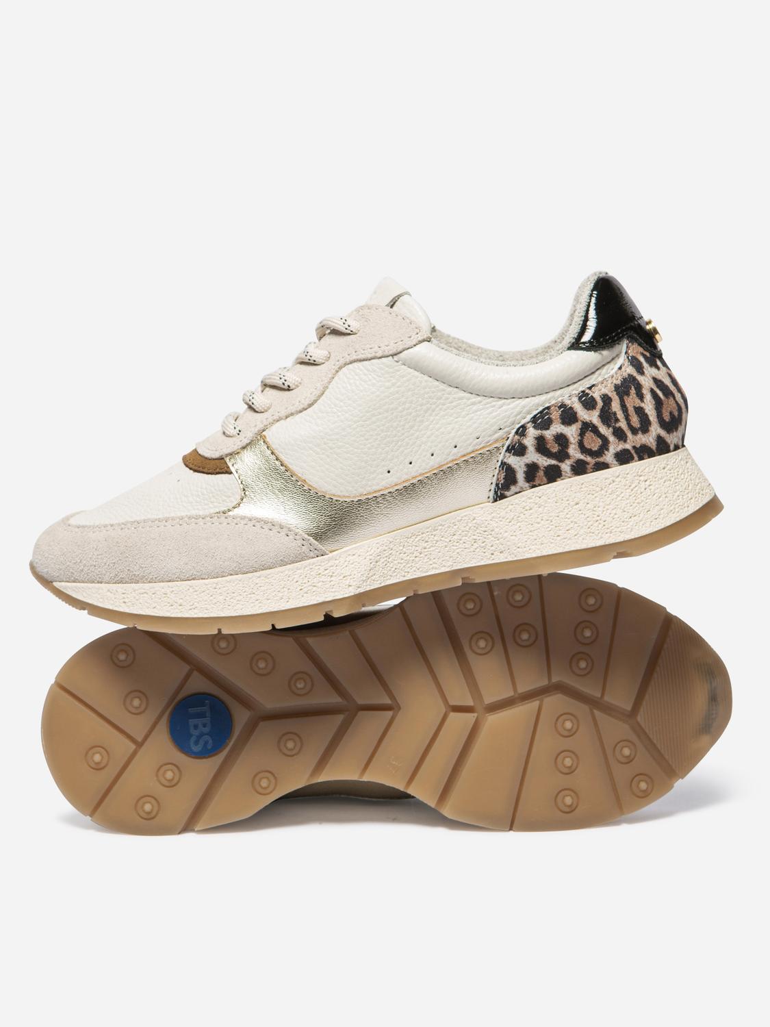 Tennis Femme Textile Ecru et Leopard EULALIE