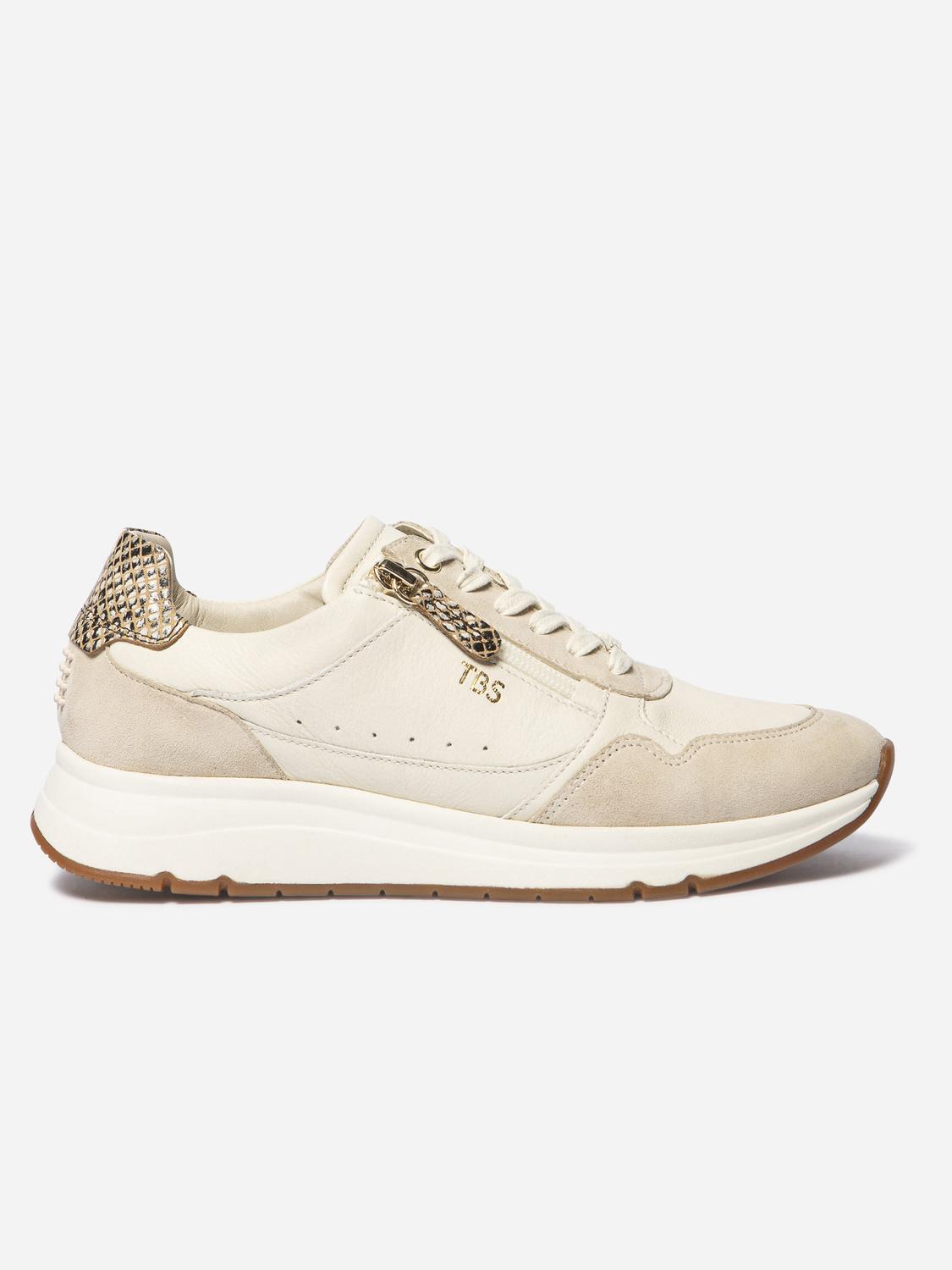 Tennis en toile femme off-white et python BLONZIP