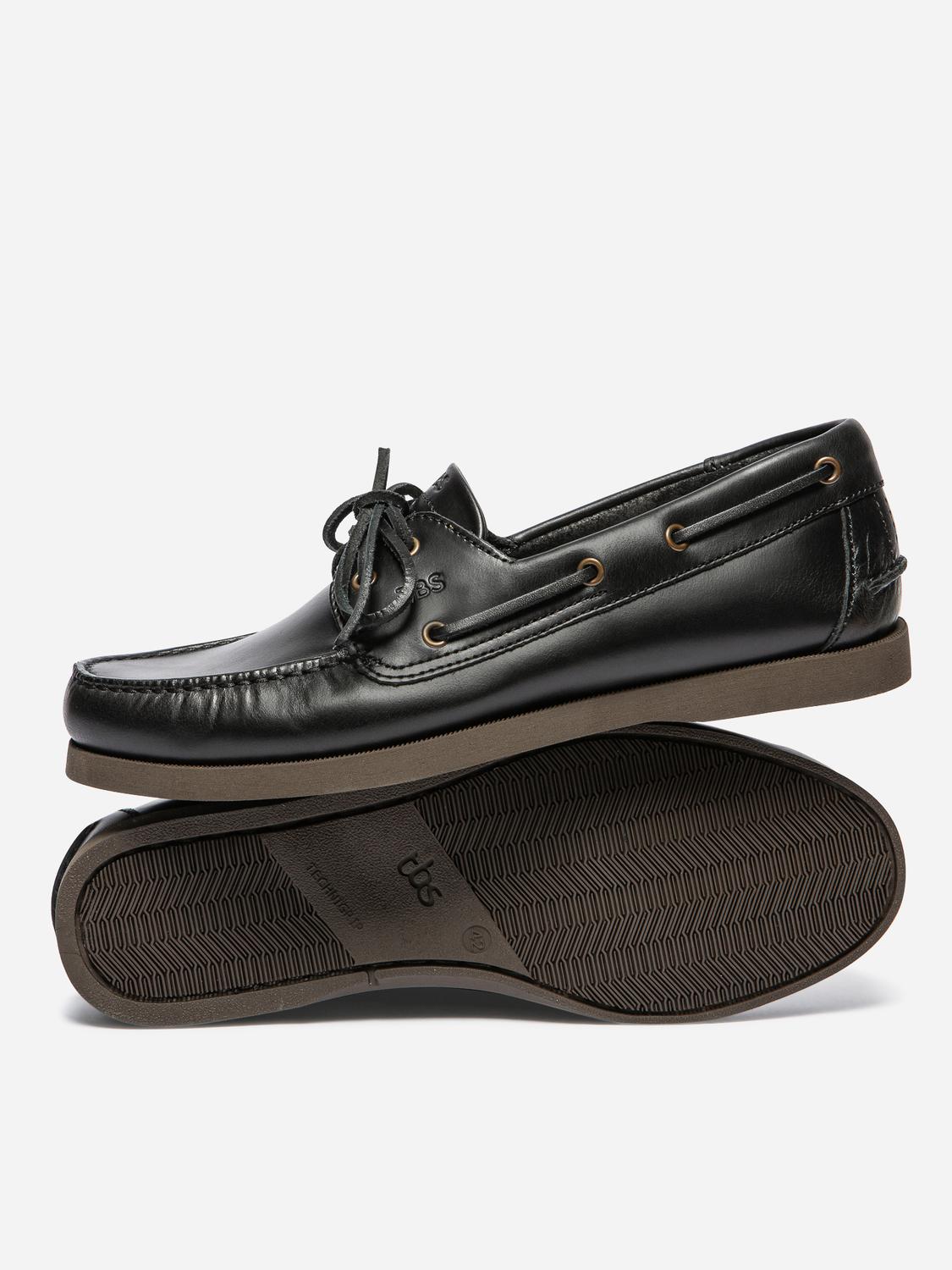 Chaussures Bateaux Homme Cuir Noir et Brun PHENIS
