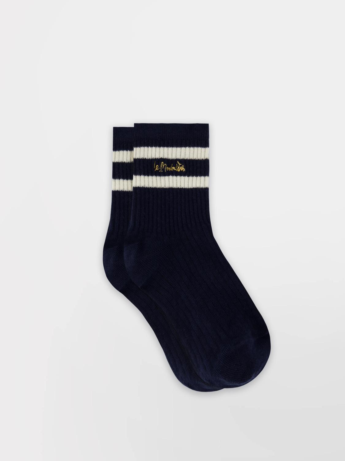 Chaussette Femme Textile Marine et Craie LOUASOC