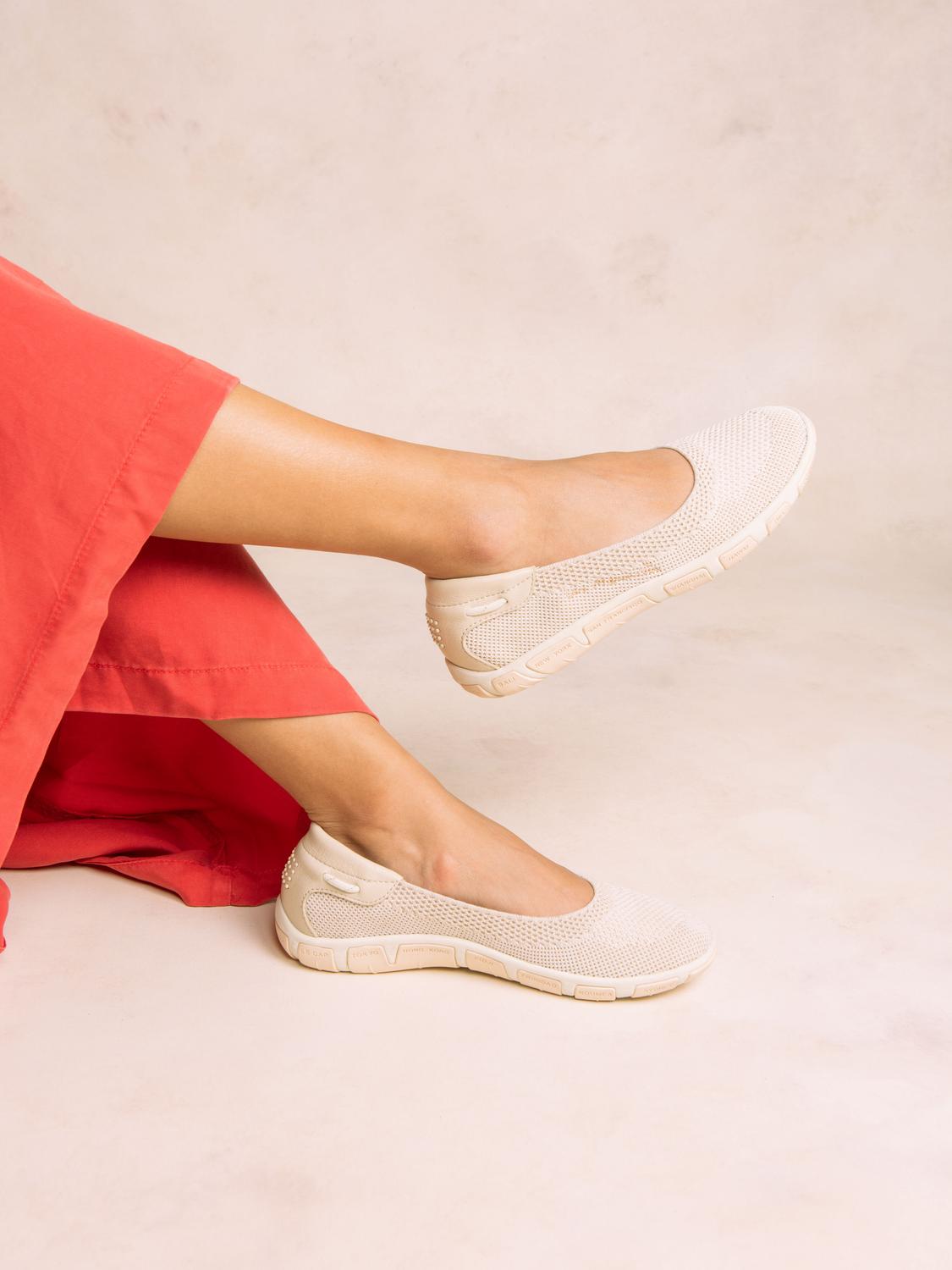 Women's Lightweight Textile Marl Beige Ballet Flat JIVIANA