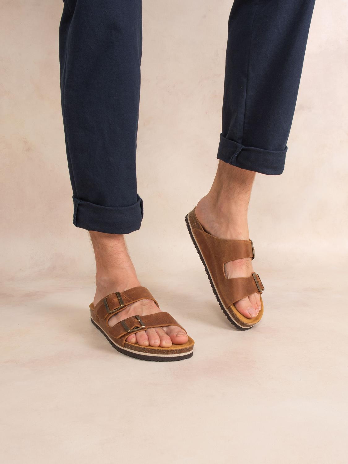 Mules Homme Cuir Fabrication Européenne Fermeture Boucle Marron NEYLANN