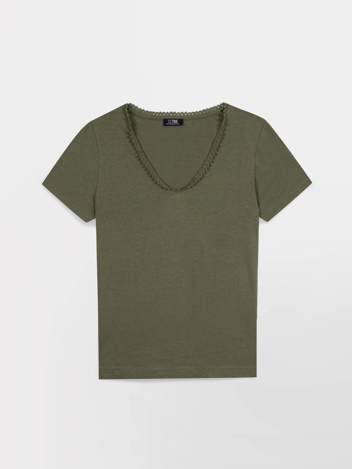 Tee-shirt en maille femme kaki ADAMAVER