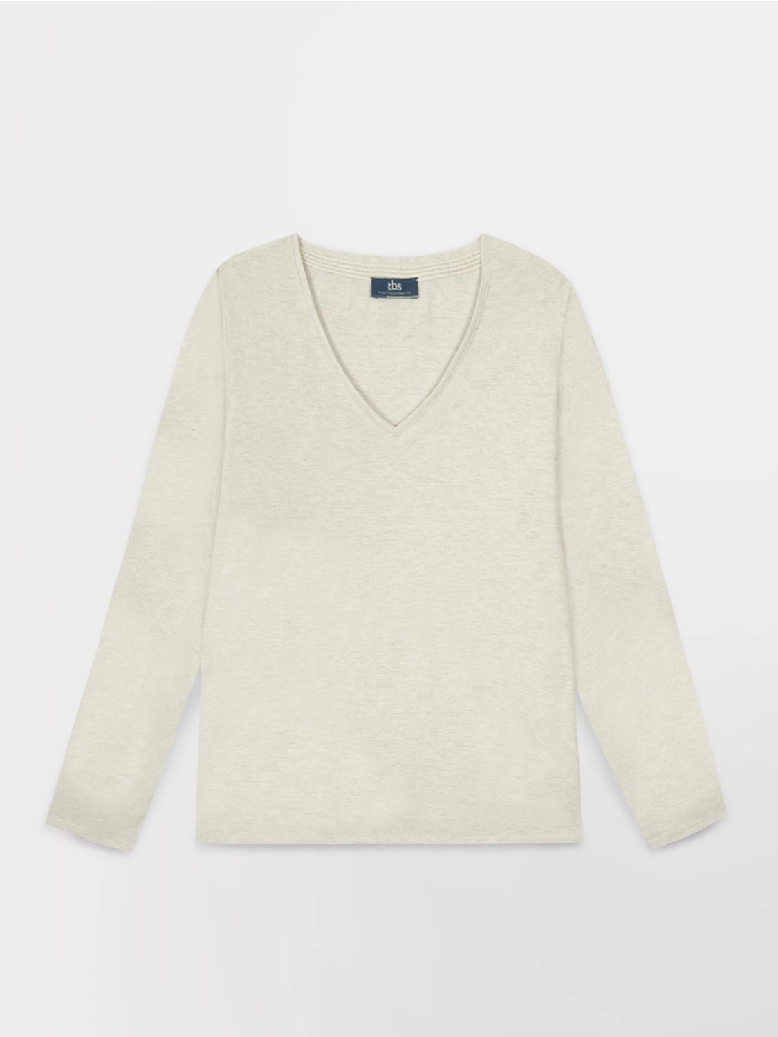 Tee Shirt Femme Manche Longues Coton Blanc ADINALON