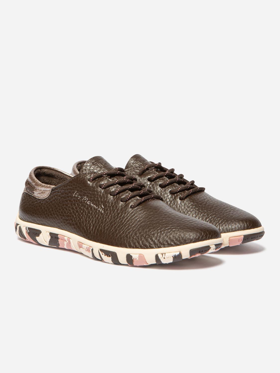 Tennis Femme Confort Cuir Camo Marron JAZARU Tennis Femme Confort Cuir Camo Marron JAZARU