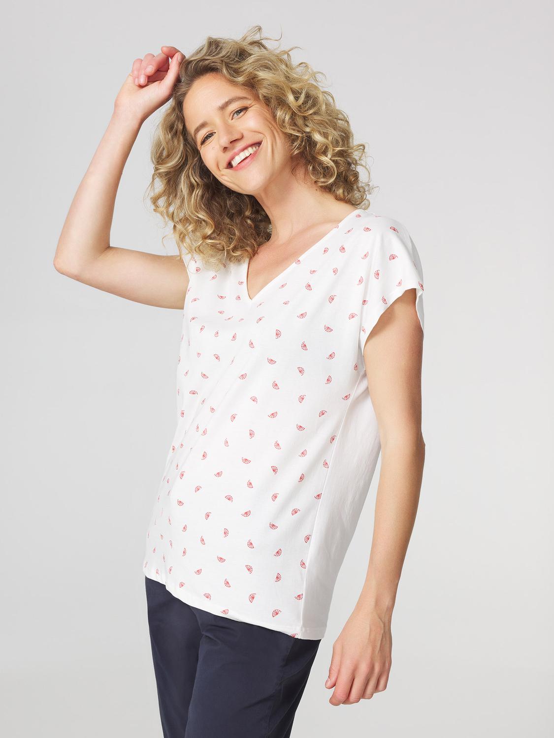 T-shirt Femme Jersey Motifs Blanc et Rouge EDDENSAN T-shirt Femme Jersey Motifs Blanc et Rouge EDDENSAN