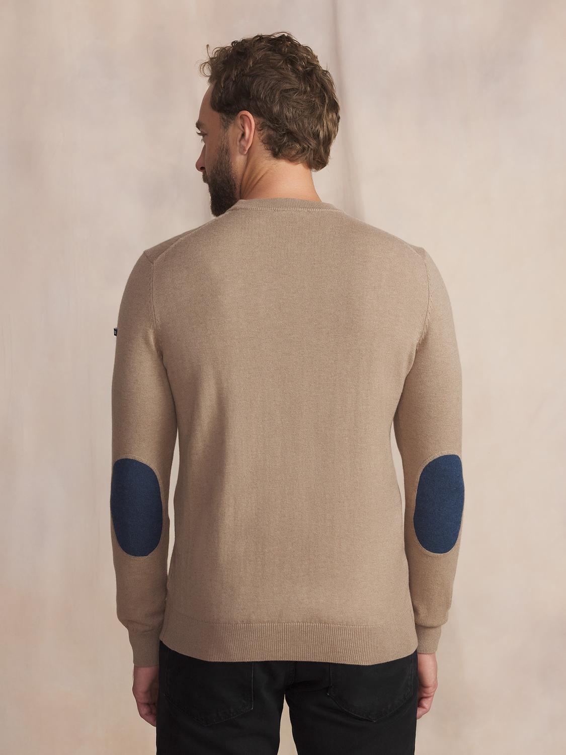 Pull Homme Col Rond Laine Coton Beige MALIKRON Pull Homme Col Rond Laine Coton Beige MALIKRON