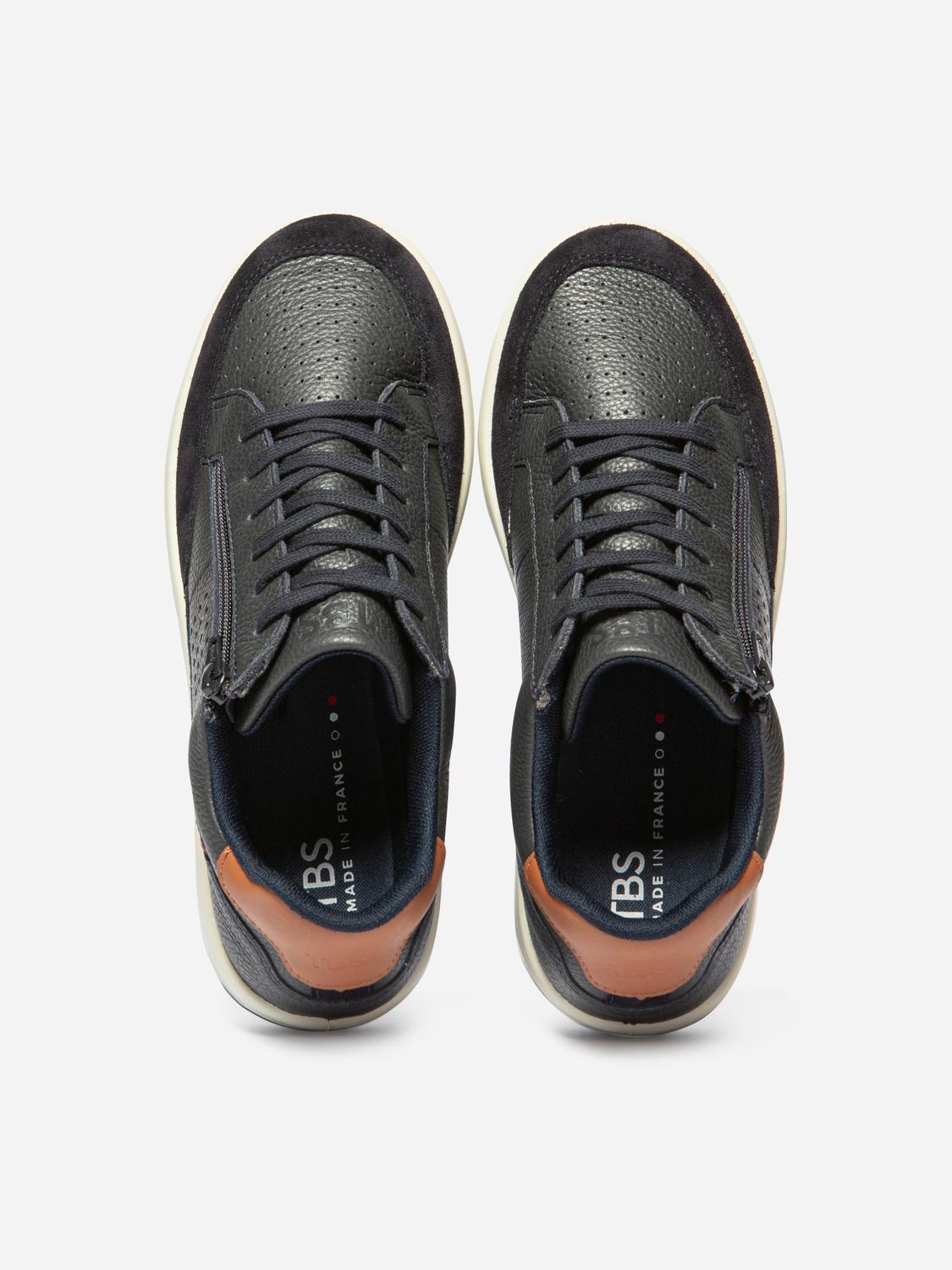 Baskets Homme Zippée Fabriquées en France Cuir Bleu ALLZIPP Baskets Homme Zippée Fabriquées en France Cuir Bleu ALLZIPP