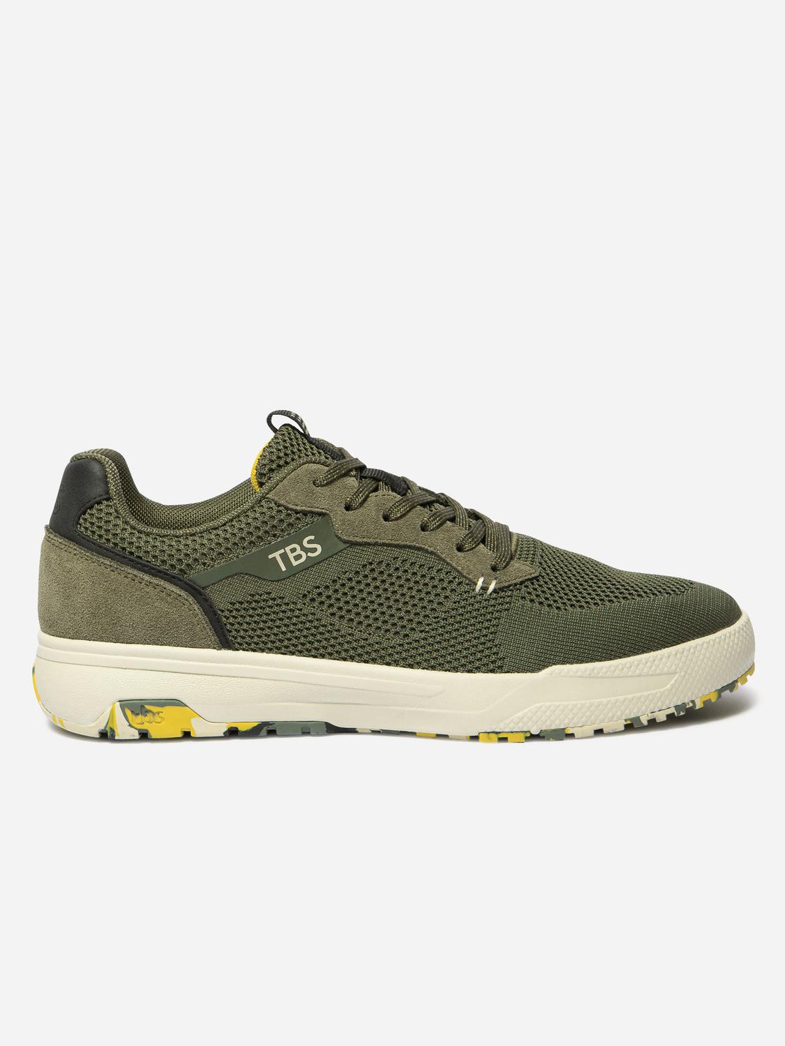 Tennis en toile homme kaki et jaune NEOPOLE