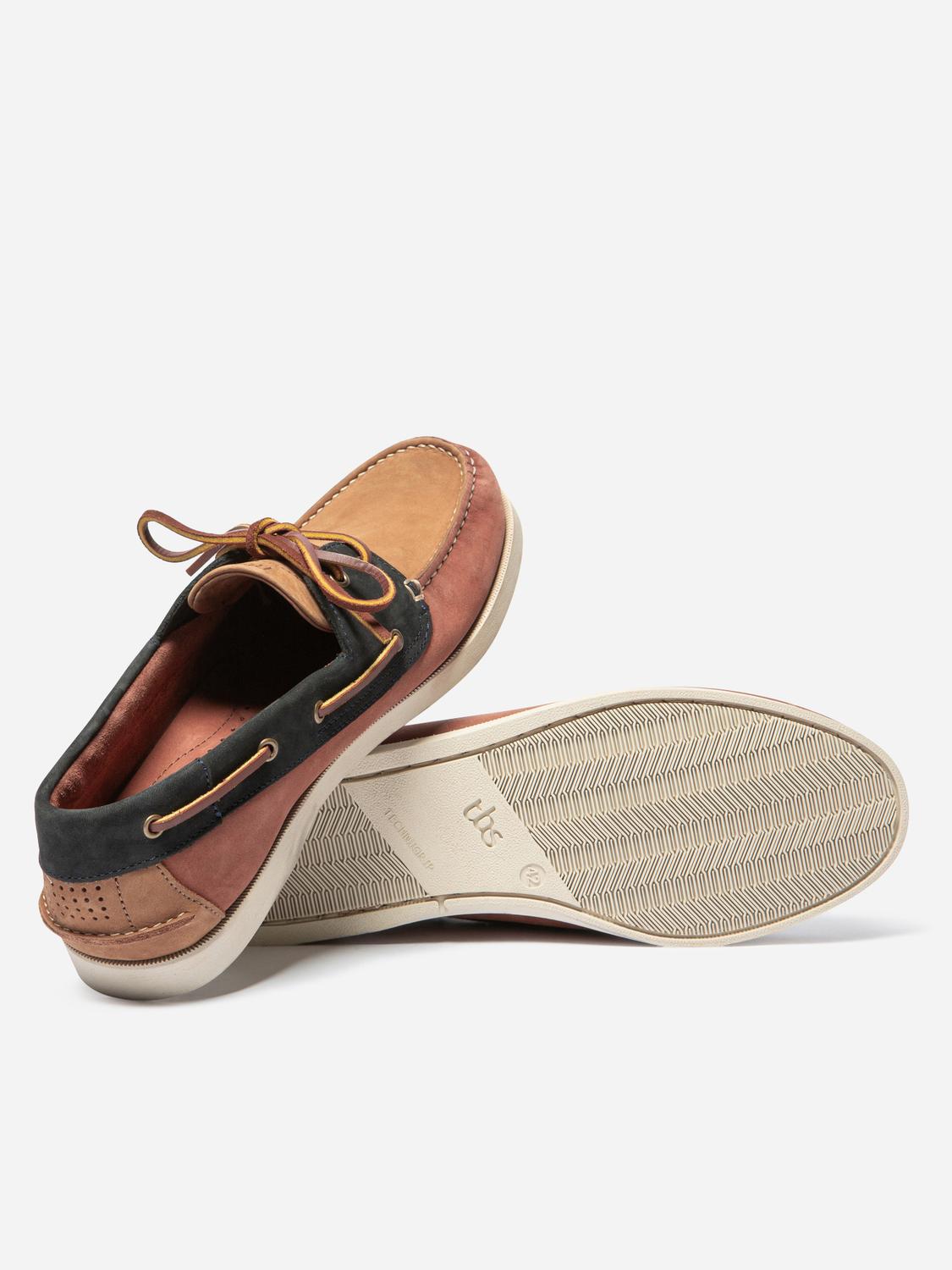 Chaussures Bateau Homme Cuir Nubuck Marron et Marine