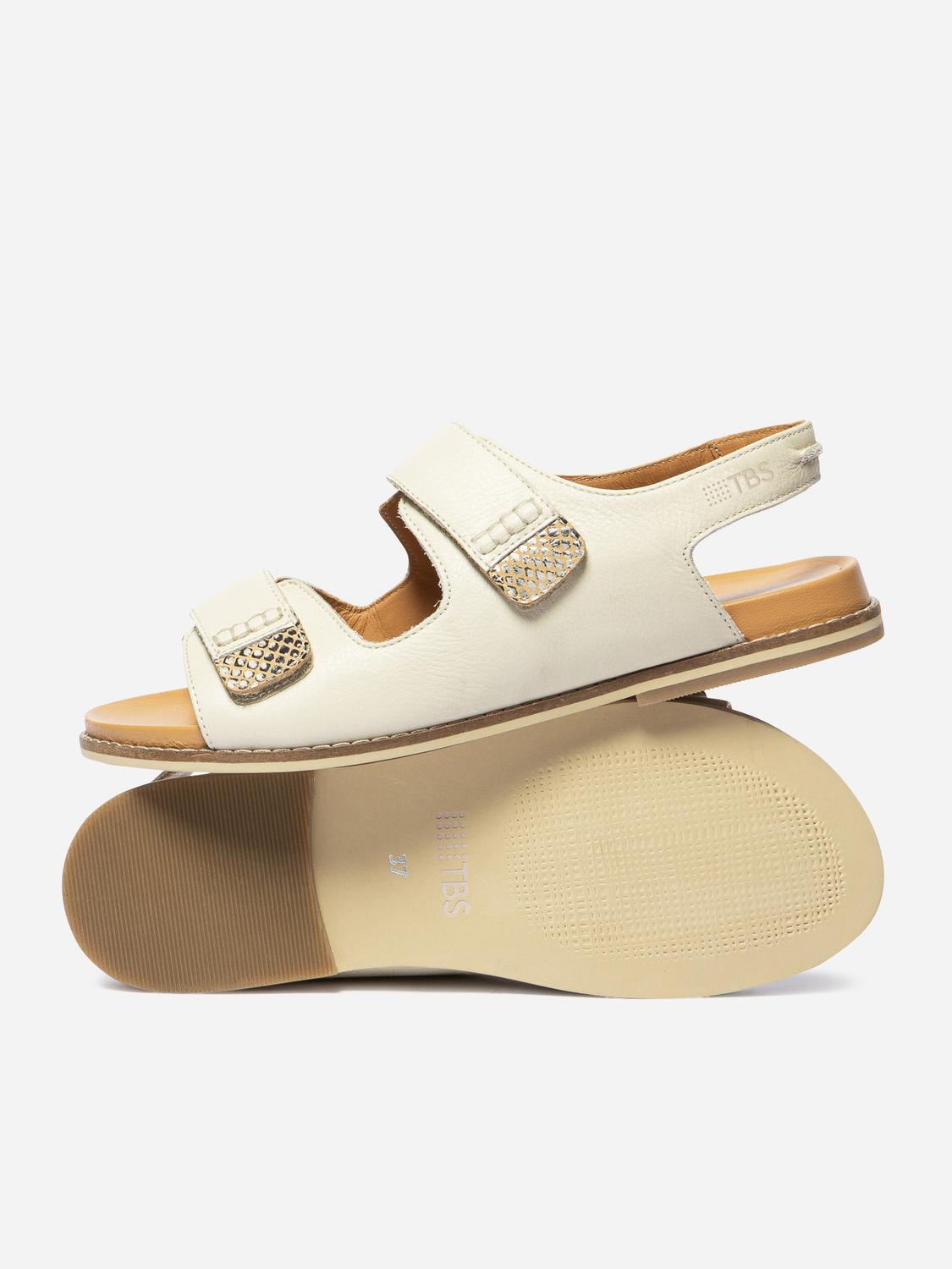 Sandales plates femme off-white et python MARIELA