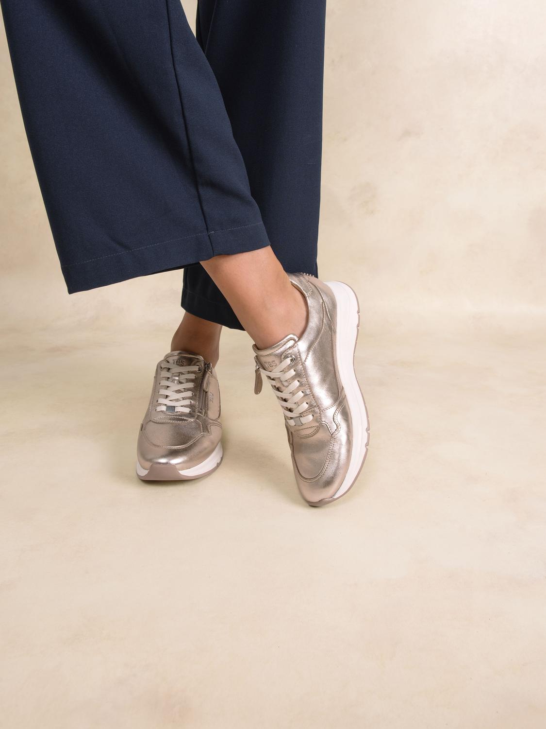 Tennis en cuir femme bronze BLONZIP