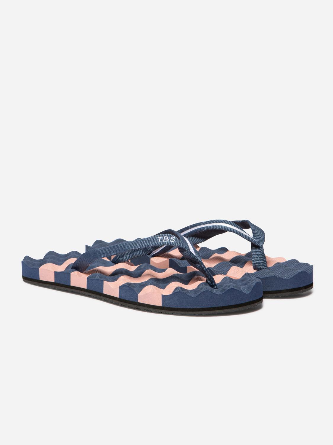 Tongs femme bleu et rose ULRIANE