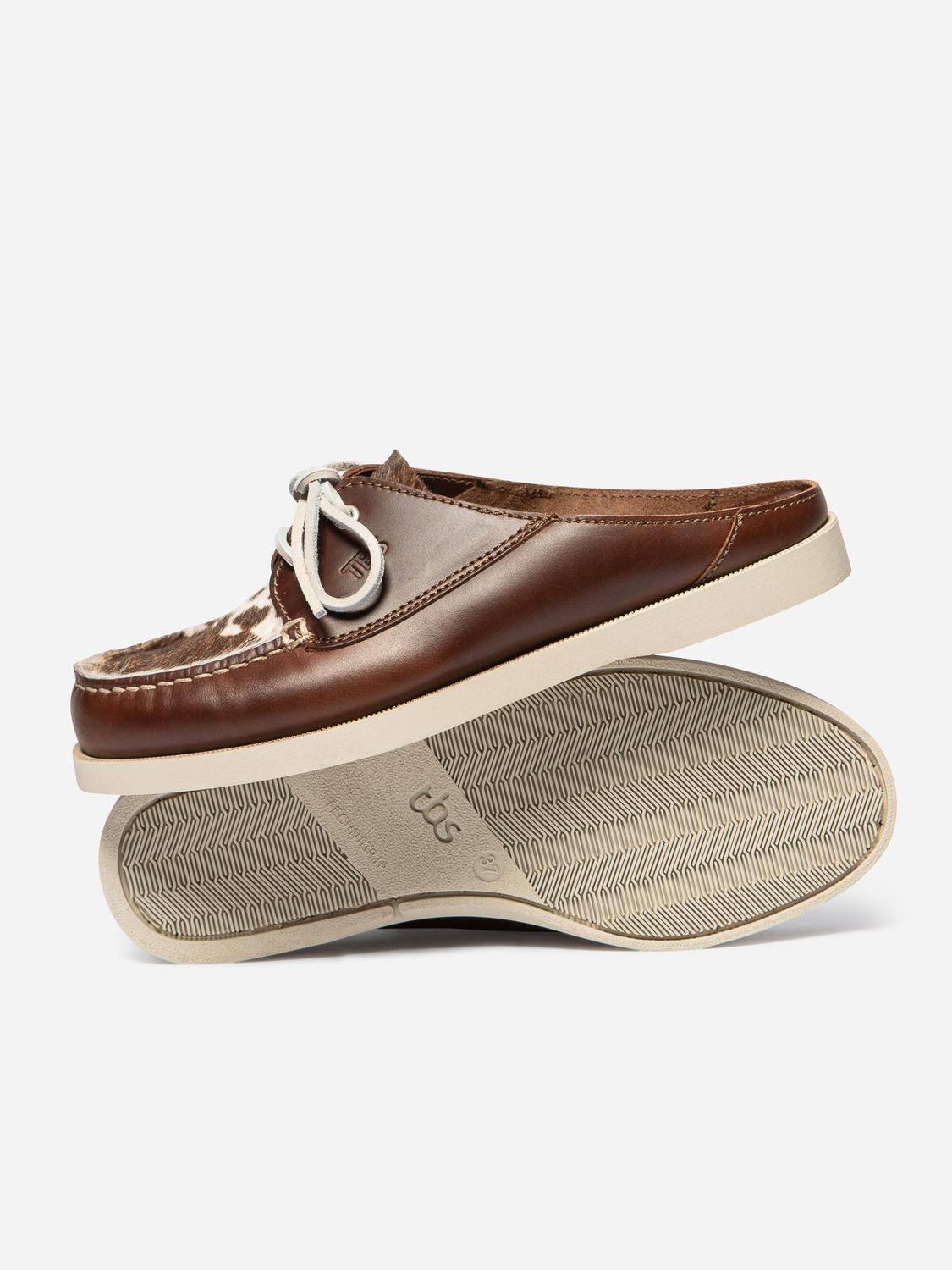 Mules femme acajou et vache PHELUME