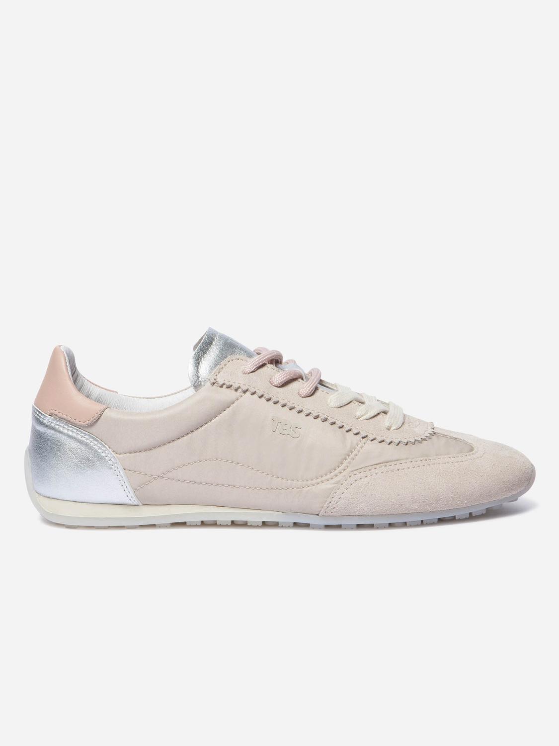 Tennis en cuir femme beige et rose ESTRELA