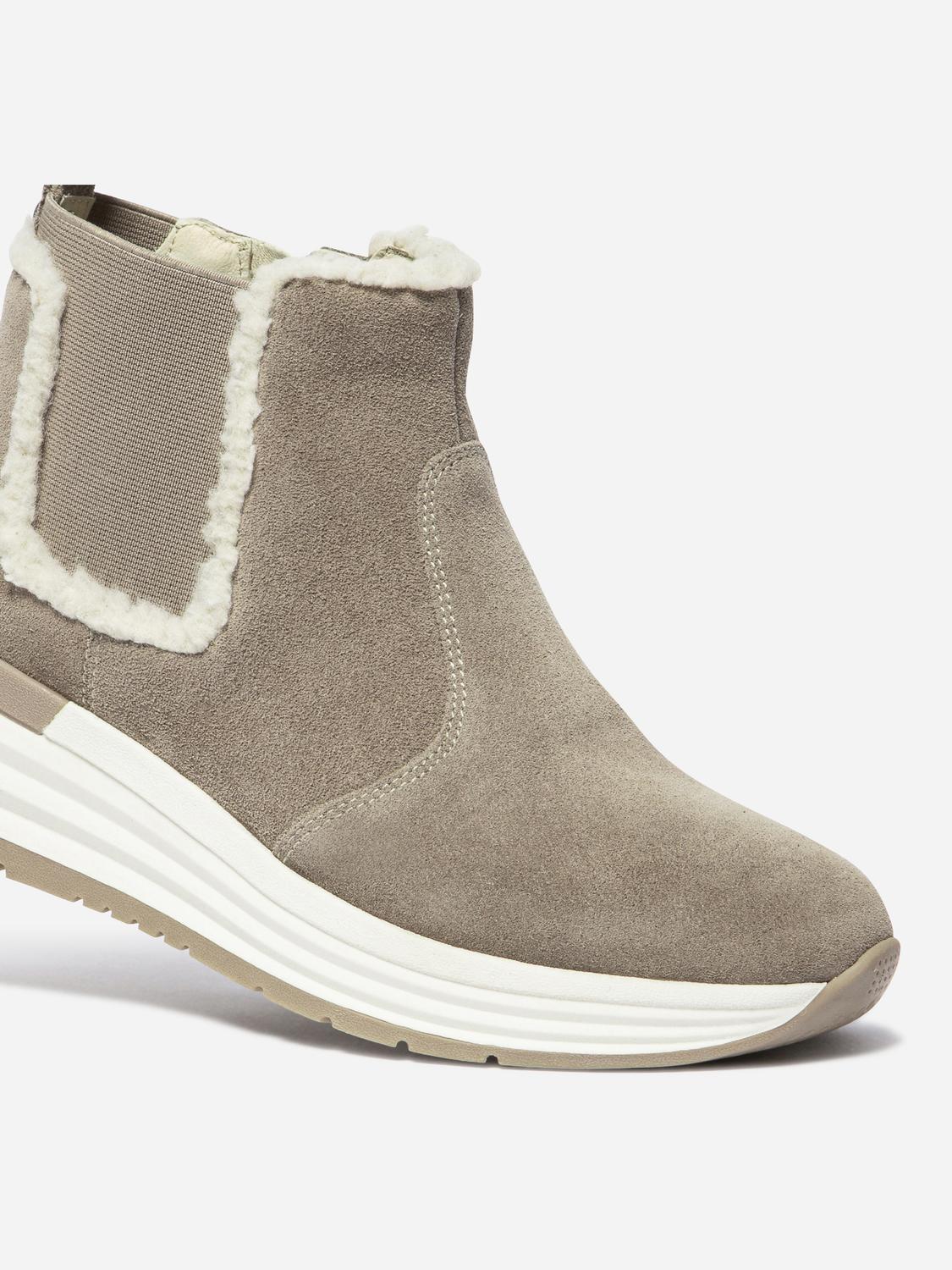 Chelsea Femme Doublée Cuir Taupe et Beige TEMARIE