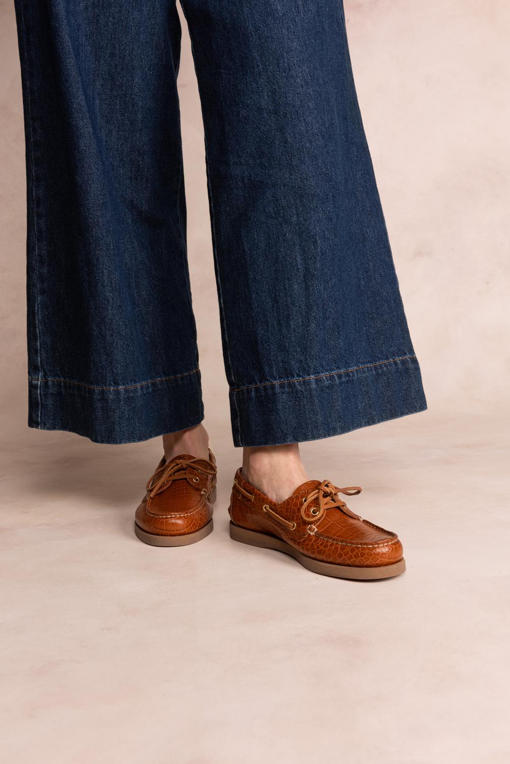Chaussure Bateau Femme Cuir Cognac PHENISE Chaussure Bateau Femme Cuir Cognac PHENISE