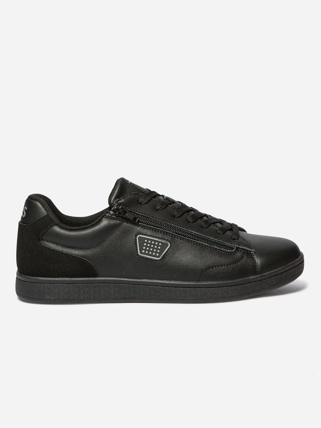Baskets Homme Zippées Dessus Cuir Noir LAURICK
