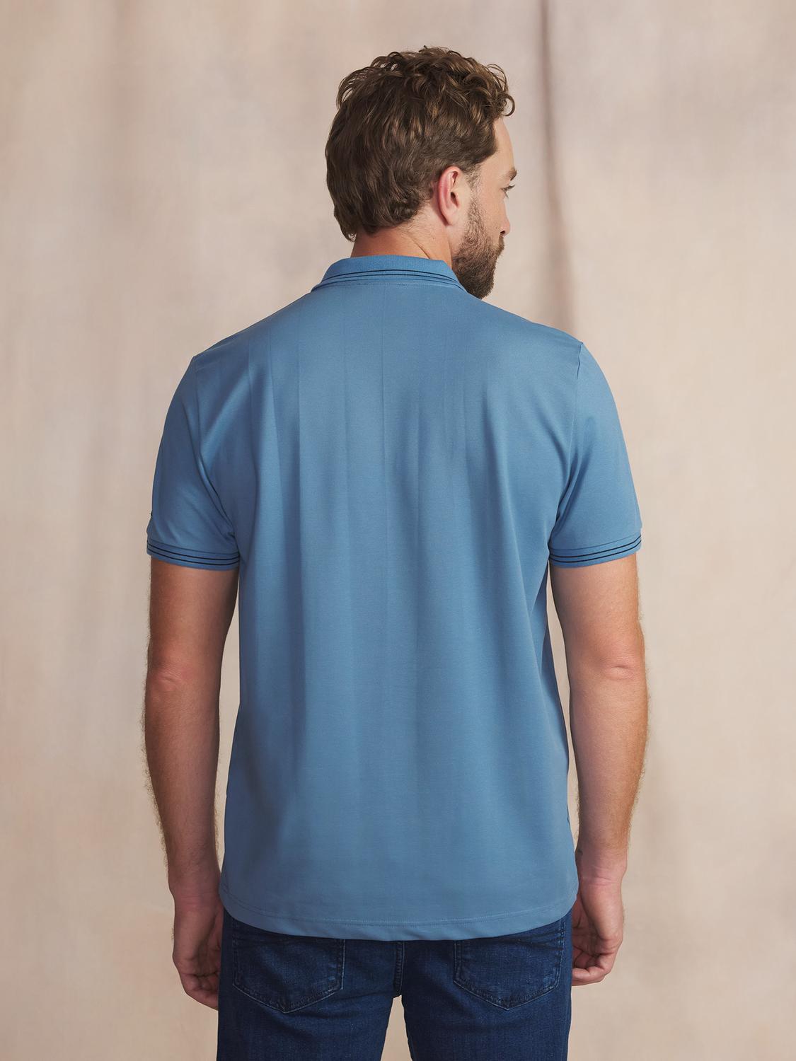 Polo Homme Manches Courtes Bleu ATTONPOL Polo Homme Manches Courtes Bleu ATTONPOL