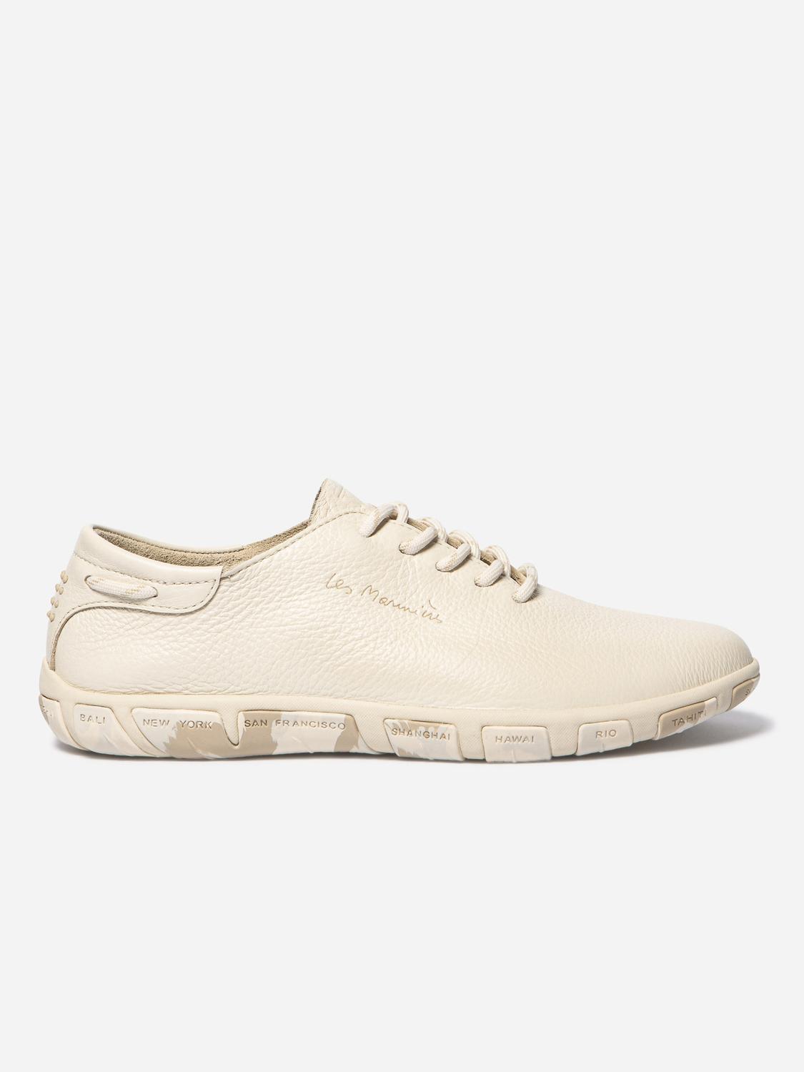 Tennis en cuir femme ecru camo JAZARU