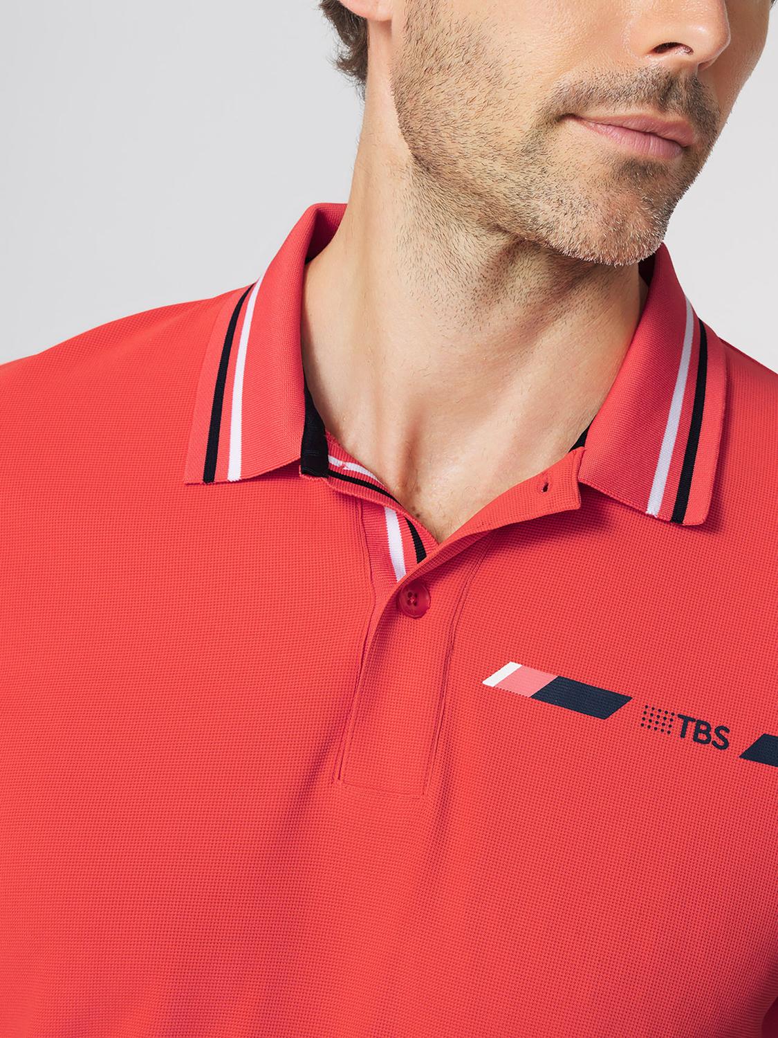 Polo Homme Coupe Ajustée Maille Fantaisie Rouge SELIMPOL