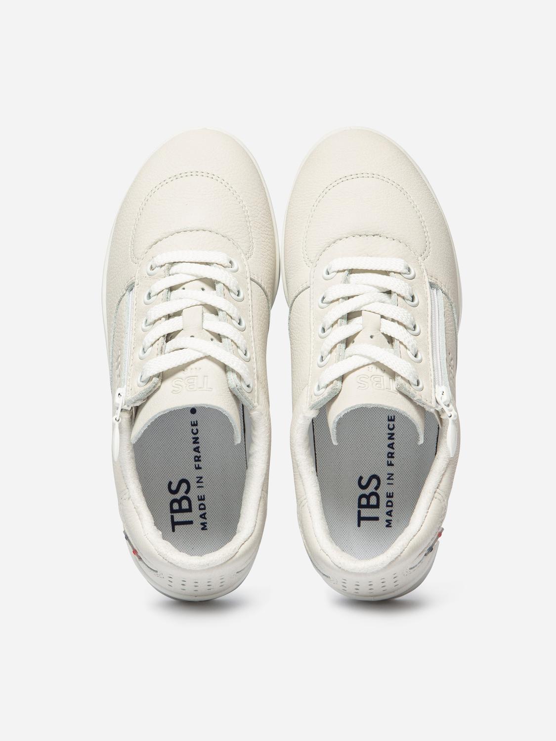 Baskets Cuir Femme Zip Blanc