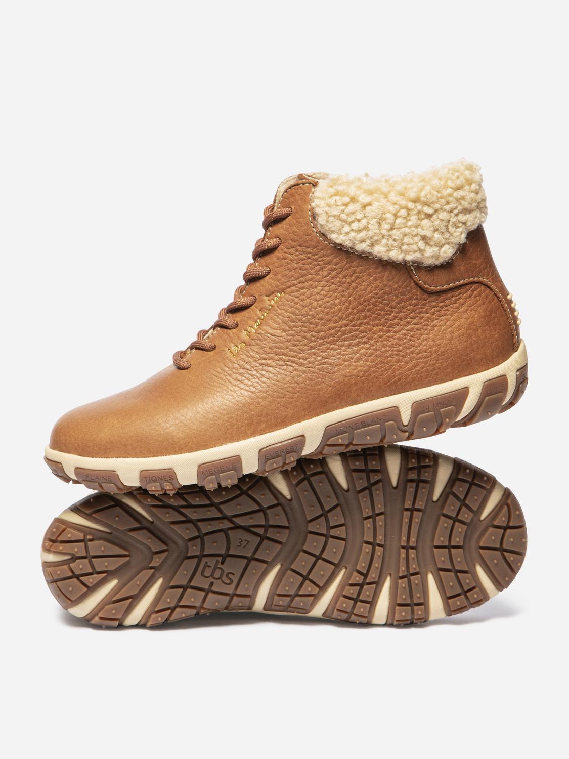 Bottines Femme Doublée Textile Cuir Tan JANISSA