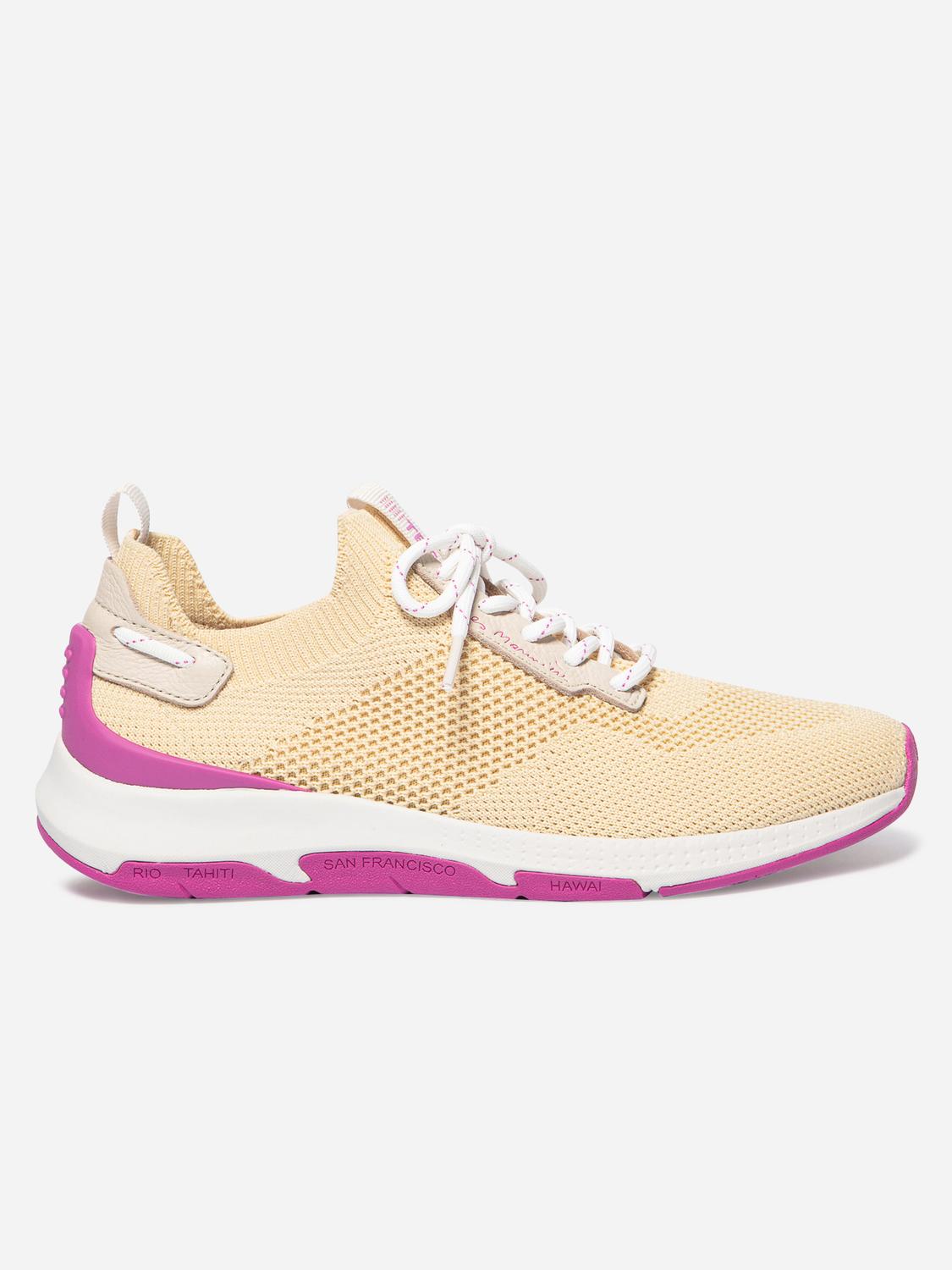 Women's running shoes Pale Yellow and Fuchsia JELLINA