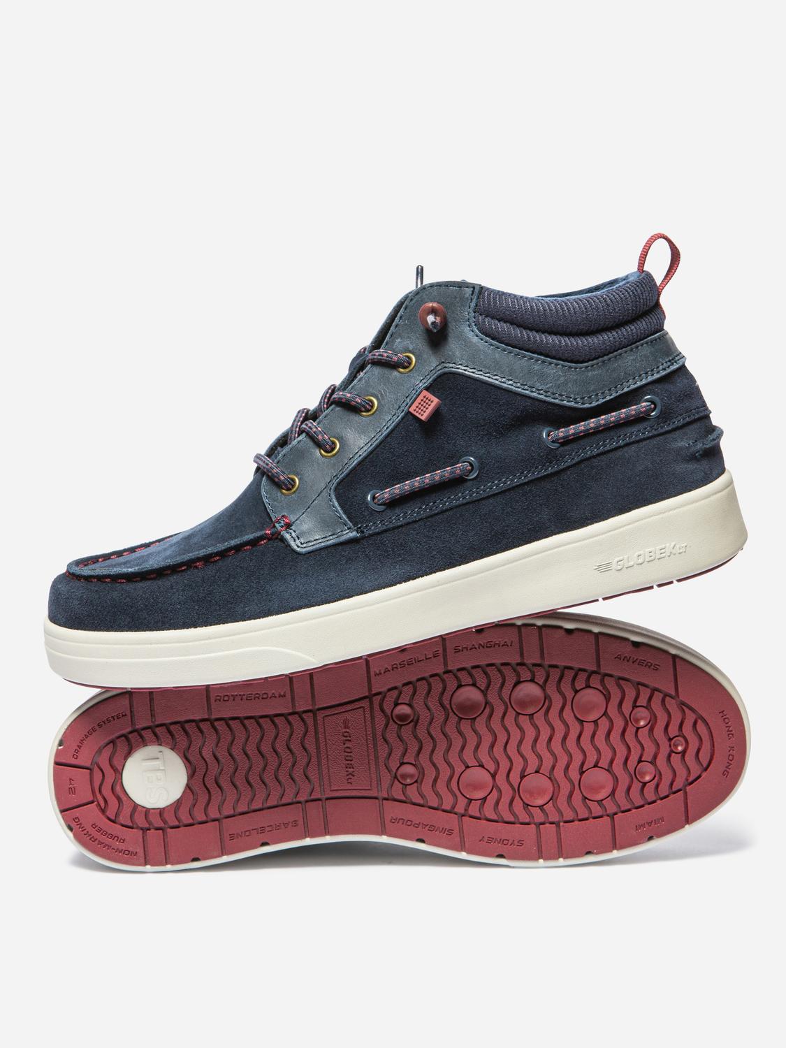 Bottines Homme Doublée Textile Cuir Navy et Synagot GEOMIDE