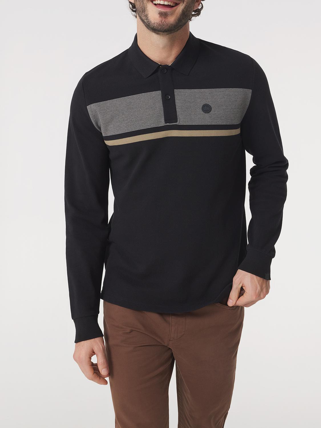 Polo Homme Coton Epais Manches Longues Noir KABYEPOL