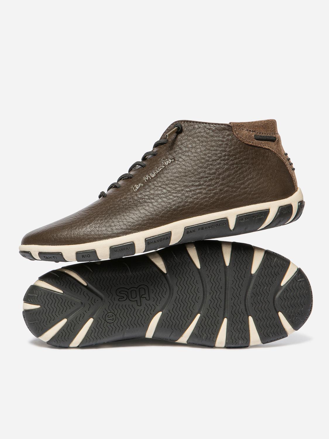 Baskets Mi-Montantes Femme Cuir Chocolat et Bronze JESMINI